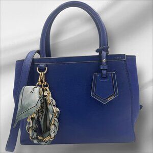 Fendi Blue Leather Petite Sac 2jours Elite Top Handle